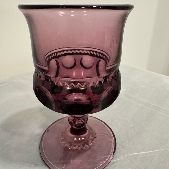 Vintage Amethyst Purple Pressed Glass Goblet | Cottagecore Decor - Picture 3 of 5